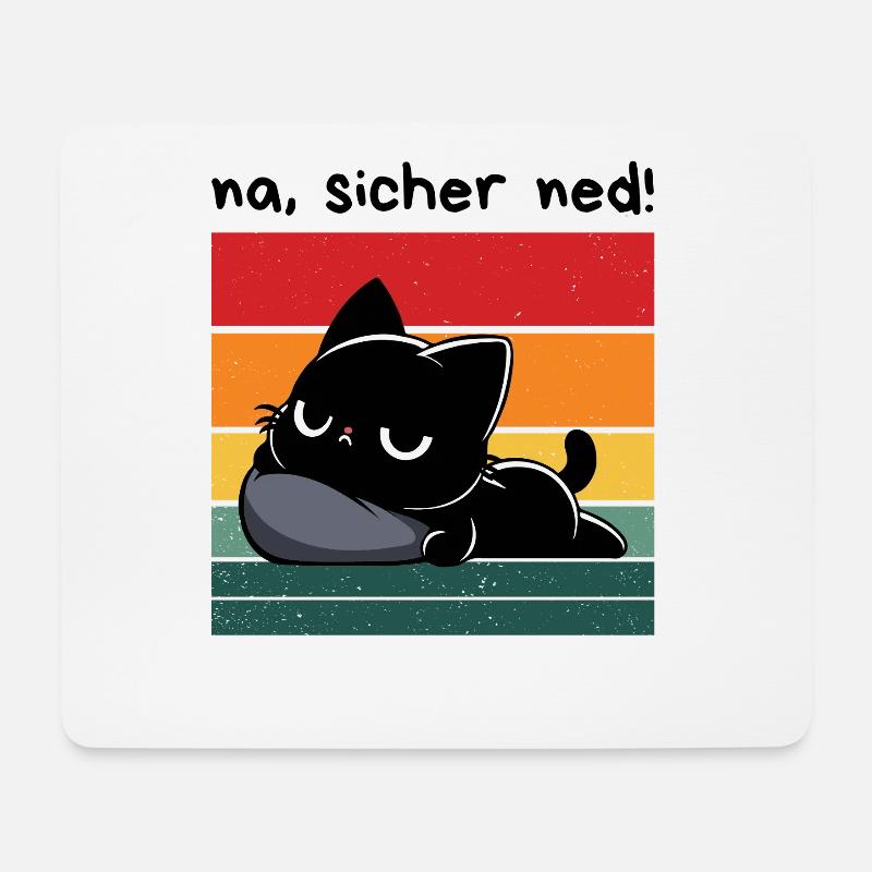 Na, sicher ned! – Grantige Katze mit Sarkasmus - Mousepad (Querformat) - Weiß