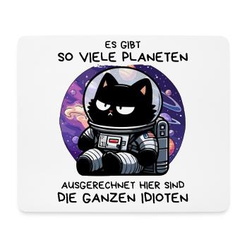 Misanthropische Katze im All – Space Mood Pur - Mousepad (Querformat) - Weiß - Vorne
