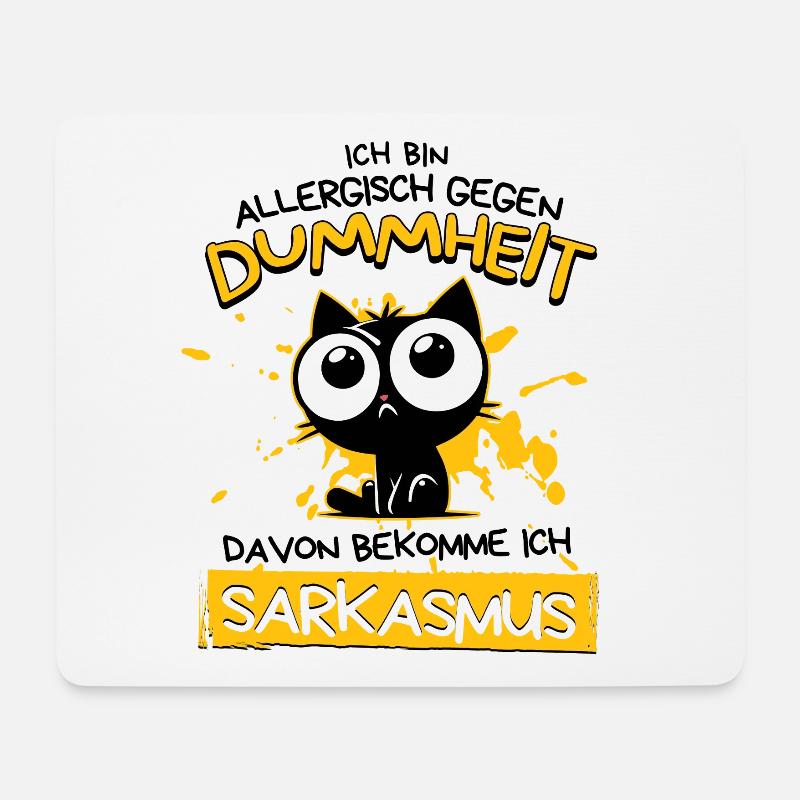 Allergisch gegen Dummheit – Sarkasmus Katze - Mousepad (Querformat) - Weiß