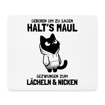 Halts Maul - Schwarze Katze mit weissem Hoodie - Mousepad (Querformat) - Weiß - Vorne