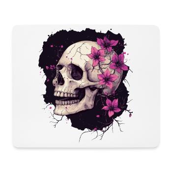 Verwitterter Schädel mit lila Blumen - Mousepad (Querformat) - Weiß - Vorne