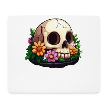 Süßer Toten-Schädel mit bunten Blumen - Mousepad (Querformat) - Weiß - Vorne