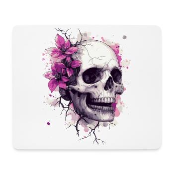 Skull with Pink Flowers & Splashes of Color - Mouse Pad (horizontal) - white - Front