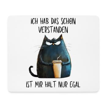 Ist mir egal - Mürrische Katze mit Kaffee Becher - Mousepad (Querformat) - Weiß - Vorne
