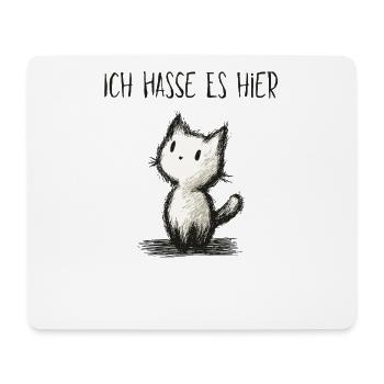 Ich hasse es hier Süße weiße Katze Sarkasmus - Mousepad (Querformat) - Weiß - Vorne
