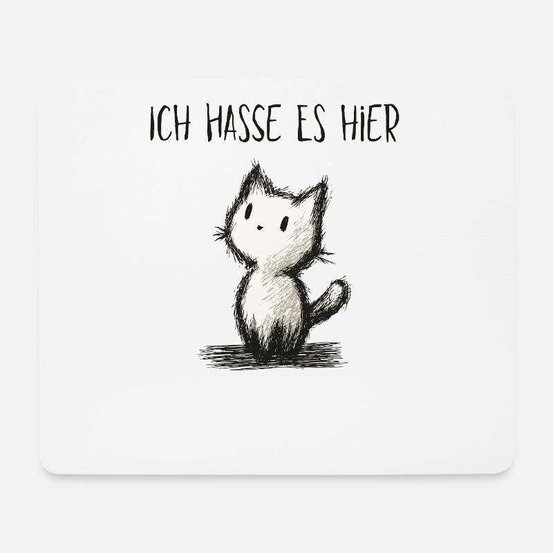 Ich hasse es hier Süße weiße Katze Sarkasmus - Mousepad (Querformat) - Weiß