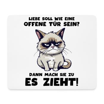 Süße Grump Katze: "Liebe ist wie eine offene Tür" - Mousepad (Querformat) - Weiß - Vorne