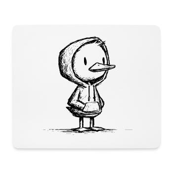 Kawaii Duck Cartoon Sketch – Cute Hoodie Look - Mouse Pad (horizontal) - white - Front