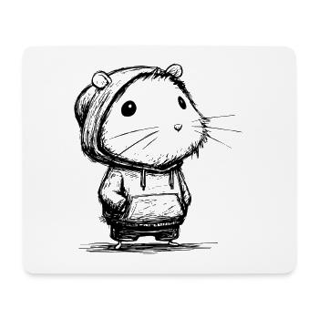 Kawaii Hamster Cartoon Skizze – süßes Motiv - Mousepad (Querformat) - Weiß - Vorne