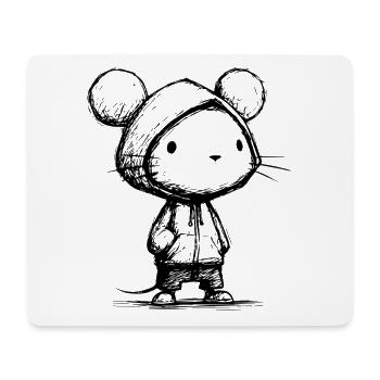 Kawaii Mouse Cartoon Sketch – Cute & Funny Motif - Mouse Pad (horizontal) - white - Front