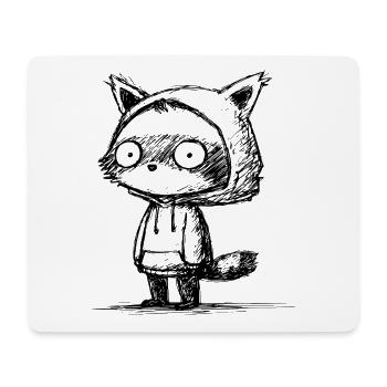 Kawaii Raccoon Cartoon Sketch – Funny Motif - Mouse Pad (horizontal) - white - Front