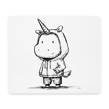 Kawaii Einhorn Cartoon Skizze – süß & magisch - Mousepad (Querformat) - Weiß - Vorne