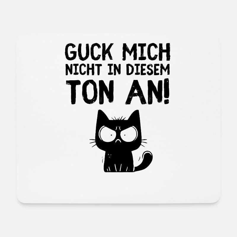 Guck mich nicht so – Zornige Katze Statement - Mousepad (Querformat) - Weiß