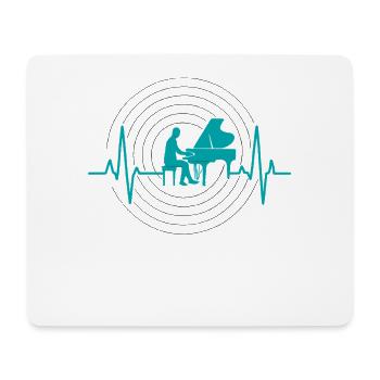 Pianist Herzschlag Musikdesign - Mousepad (Querformat) - Weiß - Vorne