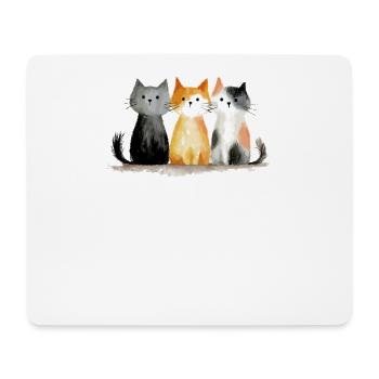 Süßes Aquarell Katzen Trio – Bunte Feline Gruppe - Mousepad (Querformat) - Weiß - Vorne