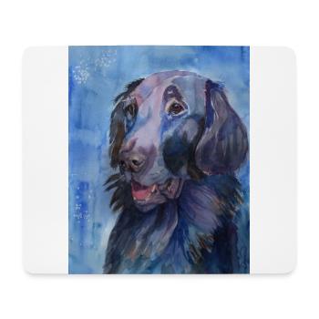 flatcoated retriever - watercolor - Mouse Pad (horizontal) - white - Front