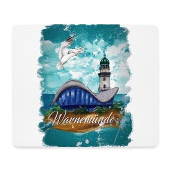 Warnemünde teapot and lighthouse with seagull - Mouse Pad (horizontal) - white - Front