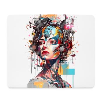 Portrait of a female AI android/cyborg - Mouse Pad (horizontal) - white - Front