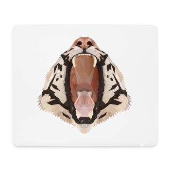 Tiger Polygon mit offenem Maul - Mousepad (Querformat) - Weiß - Vorne