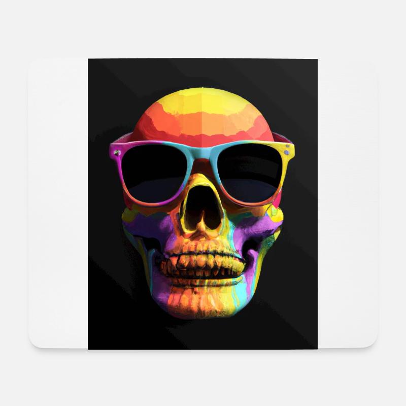 Bunter Totenkopf mit Sonnenbrille - Mousepad (Querformat) - Weiß