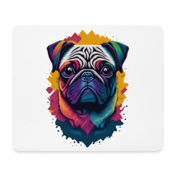 Pug Dog Color Explosion Dogs Illustration - Mouse Pad (horizontal) - white - Front