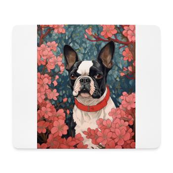 Chien Boston Terrier dans l’art japonais anime - Tapis de souris (format paysage) - blanc - Devant