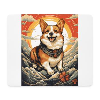 Welsh Corgi in Japanese anime style - Mouse Pad (horizontal) - white - Front