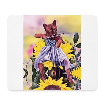 Fiddler Cat on Sunflower - Mouse Pad (horizontal) - white - Front