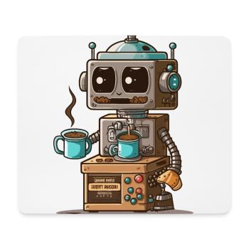 Robo-Kaffee - Mousepad (Querformat) - Weiß - Vorne