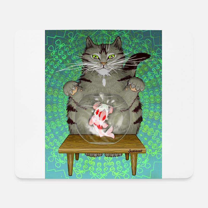 Die Geschichte von der getigerten Katze und den Koi Vintage-Kunst - Mousepad (Querformat) - Weiß