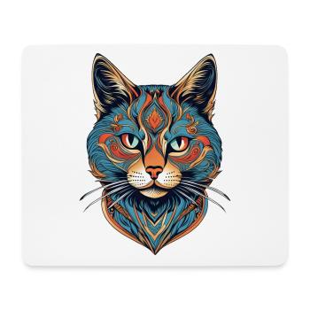 Portrait graphique d'un chat - Tapis de souris (format paysage) - blanc - Devant