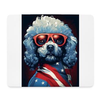 Cooler Pudel mit Sonnenbrille - Mousepad (Querformat) - Weiß - Vorne