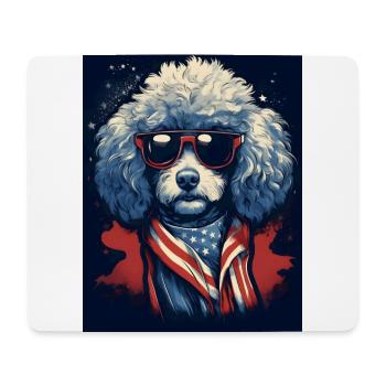 Cooler Pudel mit Sonnenbrille - Mousepad (Querformat) - Weiß - Vorne