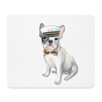 Frenchie French Bulldog plaid bow tie Captains - Mouse Pad (horizontal) - white - Front