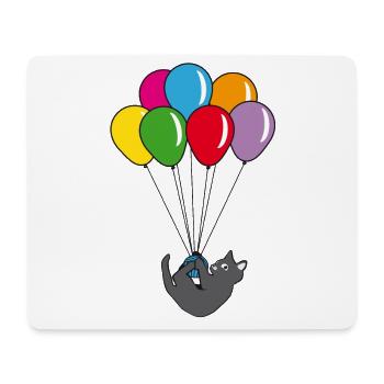 Funny black cat balloon - Mouse Pad (horizontal) - white - Front