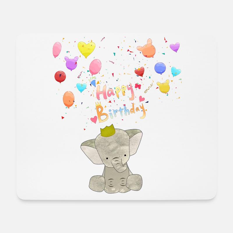 Baby Elefant Geburtstag Happy Birthday - Mousepad (Querformat) - Weiß