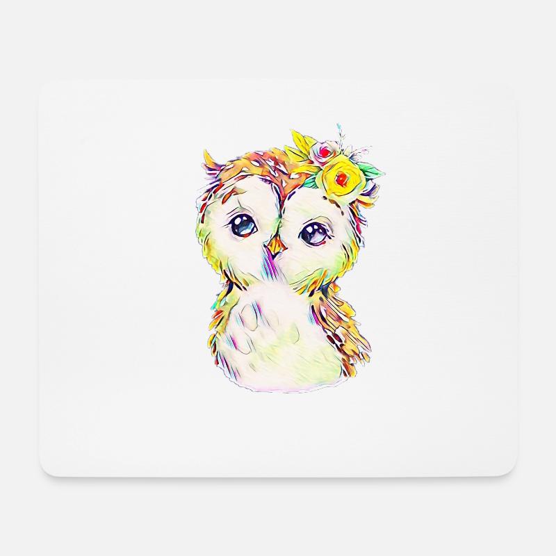 Eule - Mousepad (Querformat) - Weiß