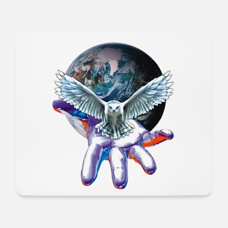Eule - Mousepad (Querformat) - Weiß