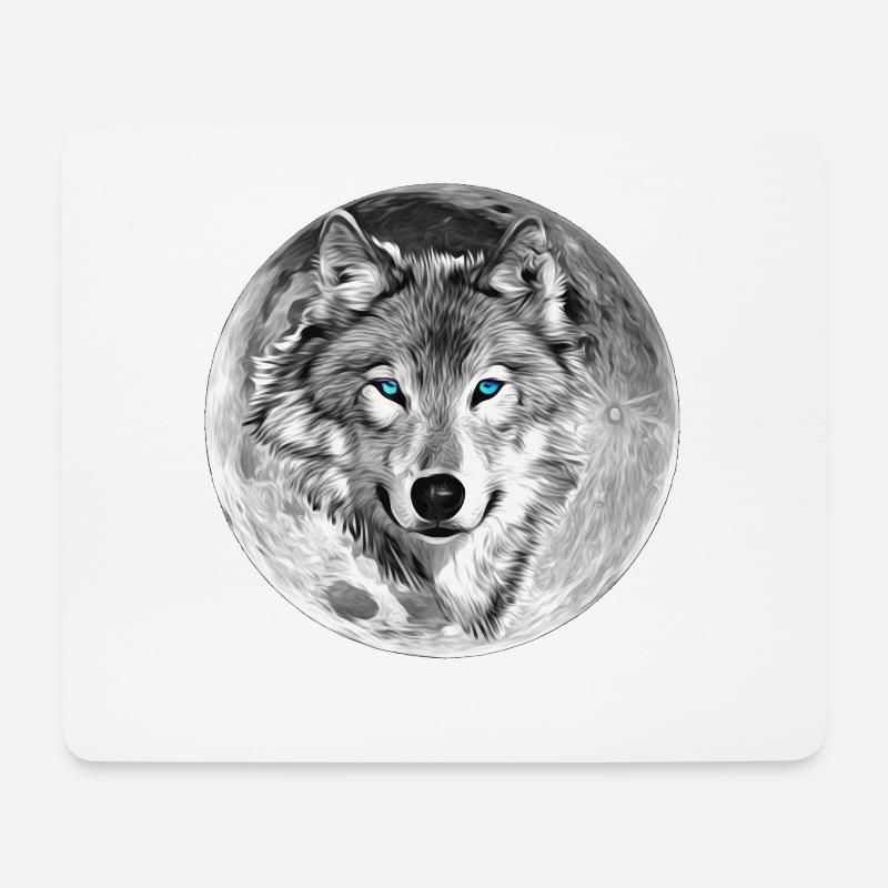 Wolf - Mousepad (Querformat) - Weiß