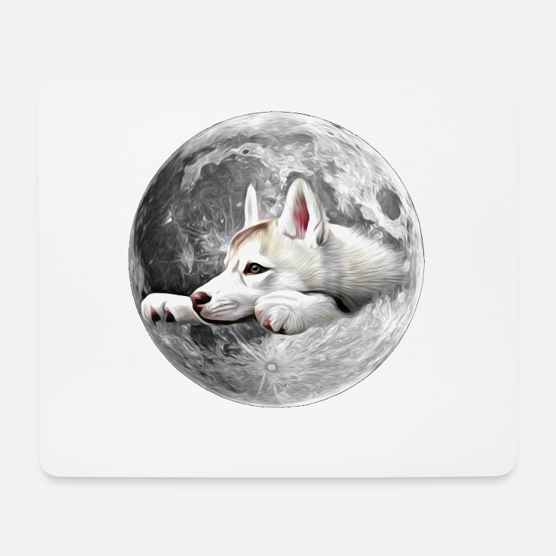 Wolf - Mousepad (Querformat) - Weiß