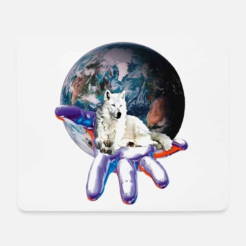 Wolf - Mousepad (Querformat) - Weiß