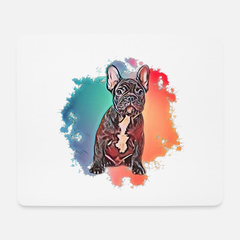 Französische Bulldogge - Mousepad (Querformat) - Weiß
