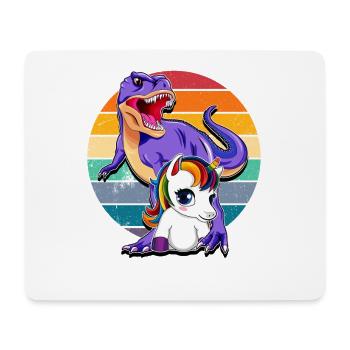 Einhorn und Dinosaurier - Mousepad (Querformat) - Weiß - Vorne