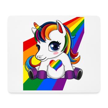 Einhorn mit LGBTQ Farbe Herz - LGBTQ Pride - Mousepad (Querformat) - Weiß - Vorne
