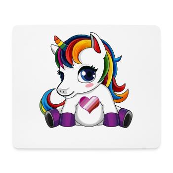 Einhorn mit Lesben Flagge Herz - Lesben Farbe - Mousepad (Querformat) - Weiß - Vorne