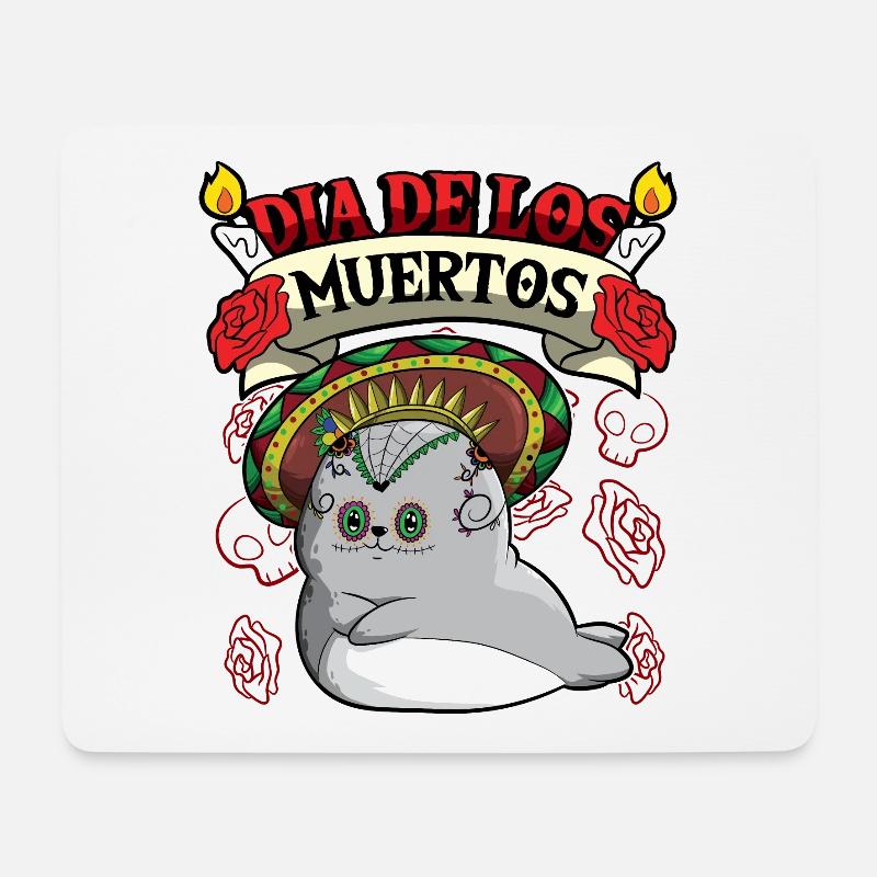 Dia De Los Muertos Animals Seal - Mousepad (Querformat) - Weiß