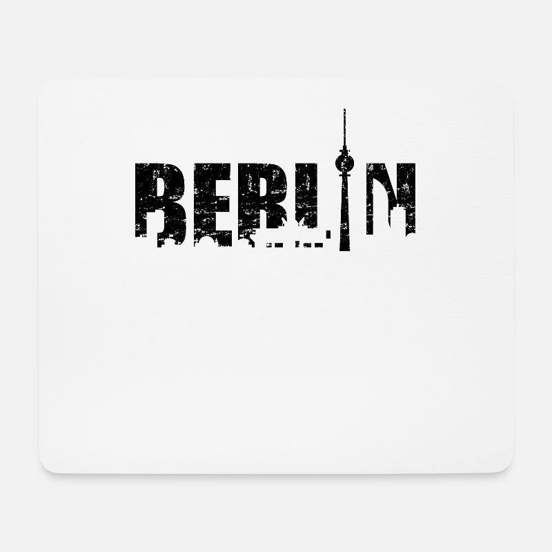 Berliner Skyline Design Silhouette Fernsehturm - Mousepad (Querformat) - Weiß