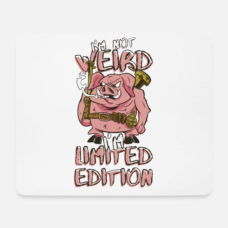 Cooles Cartoon Schwein - Limited Edition - Spruch - Mousepad (Querformat) - Weiß