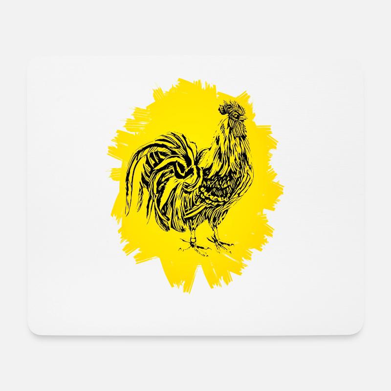 Hahn - Mousepad (Querformat) - Weiß