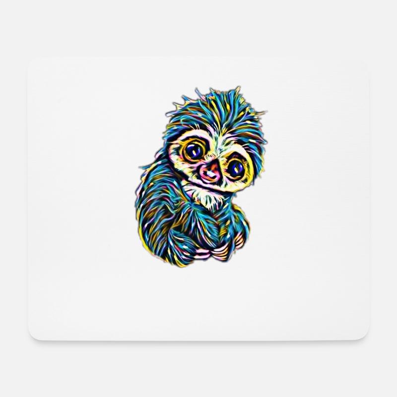 Faultier - Mousepad (Querformat) - Weiß